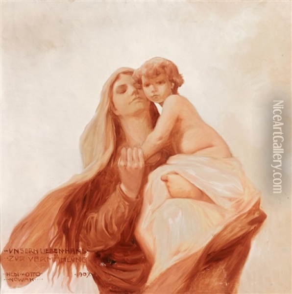 Madonna Mit Kind Oil Painting - Otto Robert Nowak