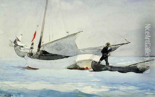 Stowing the Sail Oil Painting - Winslow Homer