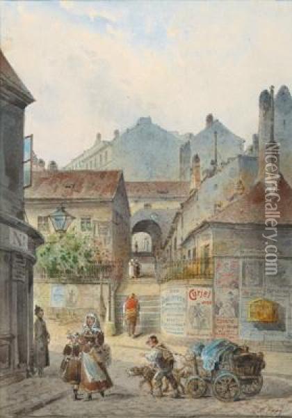 Hoher Steg (ratzenstadl Magdalenenstrase) Oil Painting - Johann Wilhelm Frey