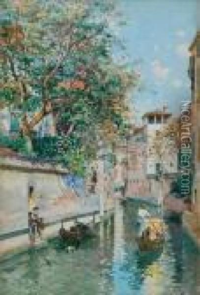A Canal In Venice Oil Painting - Federico del Campo