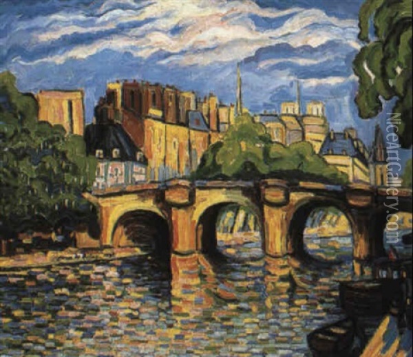 Le Pont-neuf Oil Painting - Pierre De Belay