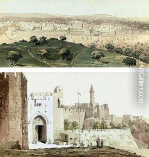 Jerusalem From The Mount Of Olives Oil Painting - William Clerihew