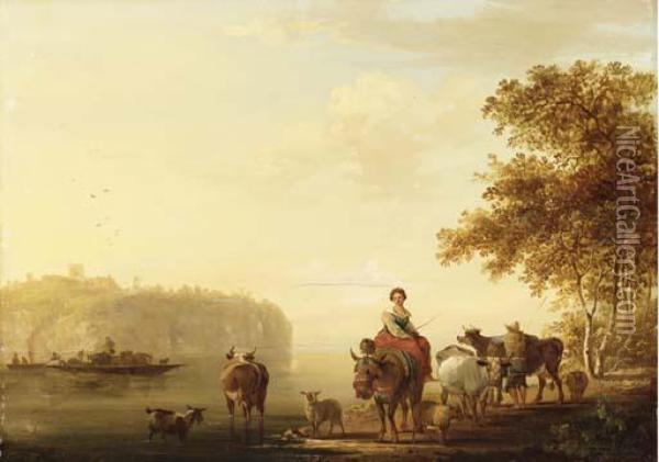 Le Passage Du Gue Oil Painting - Jacob Van Stry