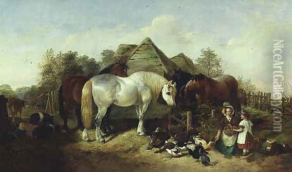 The Farmstead, 1858 Oil Painting - Henry Woollett