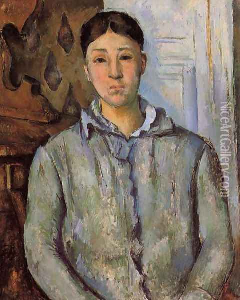 Madame Cezanne In Blue Aka Sant Van Victoria Oil Painting - Paul Cezanne