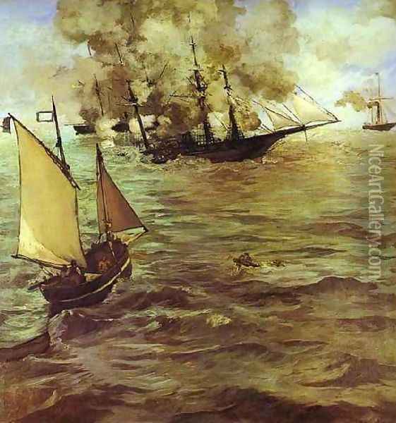 The Battle Of The Kearsarge And The Alabama Oil Painting - Edouard Manet