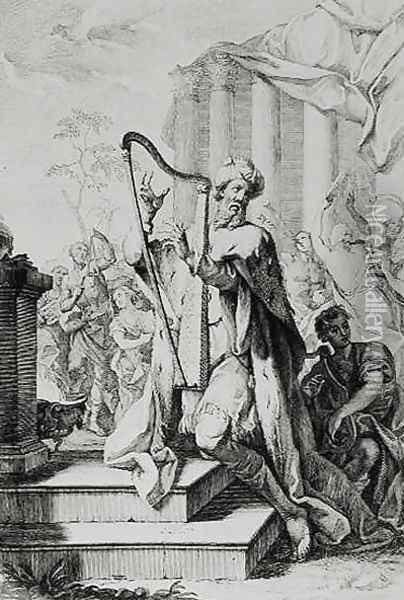 King David Playing the Lyre Oil Painting - Giuseppe Camerata