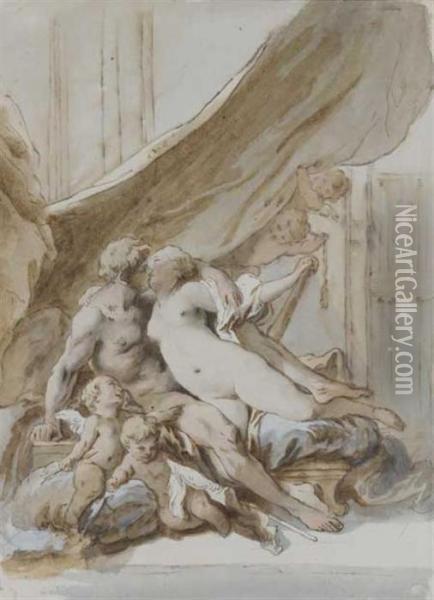 Hercule Et Omphale Oil Painting - Jean-Baptiste Huet I