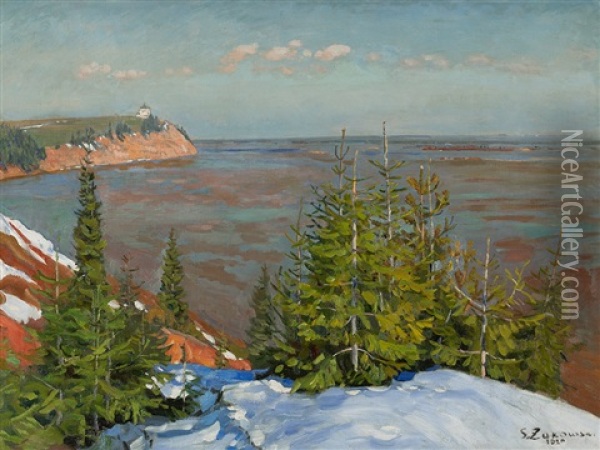 At The Sea Shore Oil Painting - Stanislaw Zukowski