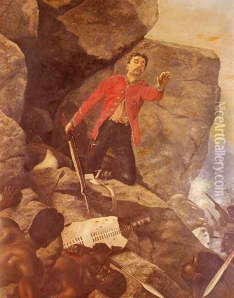 The Last Of The 24th, Isandula, 1879 Oil Painting - Richard Thomas Moynan