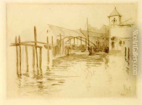 Dock At Newport Oil Painting - John Henry Twachtman