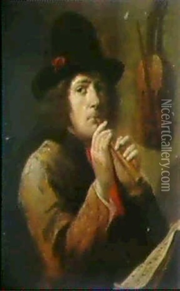 Floetenspieler Oil Painting - Joos van Craesbeeck