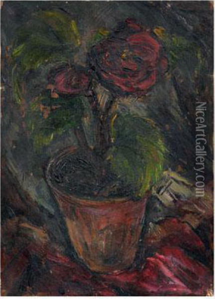 Red Begonia Oil Painting - John Noble