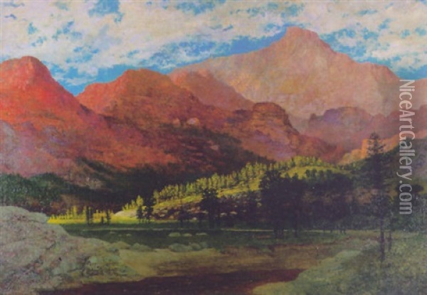 Garden Of The Gods - Pike's Peak, Colorado Oil Painting - Maude Leach