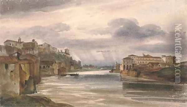 View of the Tiber from the Villa Bolognetti, Rome Oil Painting - Harriet Cheney