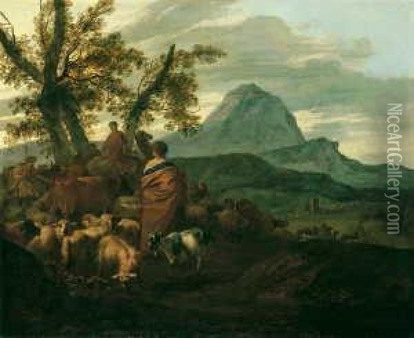Landschaft Mit Dem Auszug Der Israeliten Aus Agypten. Oil Painting - Simon van der Does