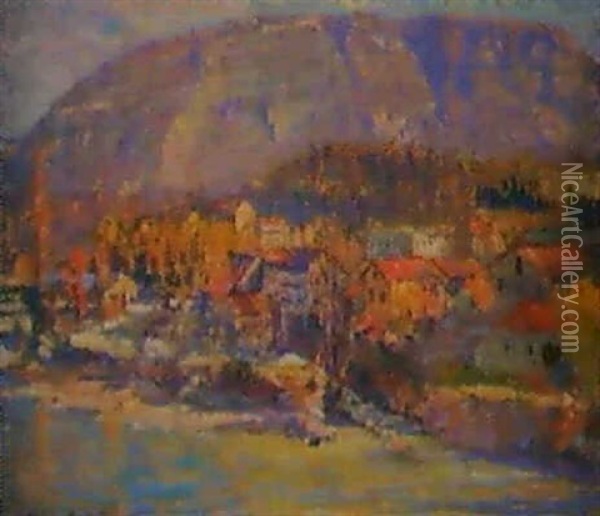 Vue D'un Vilalge Au Pied Du Saleve. 1905 Oil Painting - Albert Charpentier