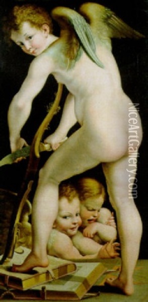 Cupido Che Fabbrica L'arco Oil Painting -  Parmigianino