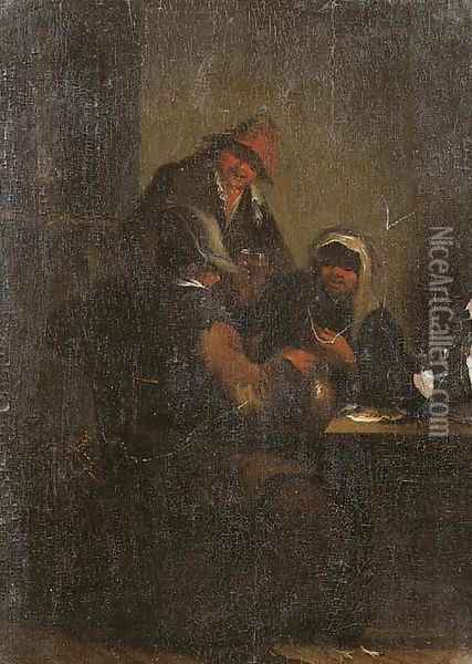 Peasants in an interior Oil Painting - Adriaen Jansz. Van Ostade