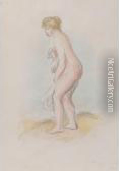 Baigneuse Debout, En Pied (d.; S. 28) Oil Painting - Pierre Auguste Renoir