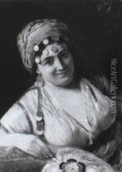 A Gypsy Woman Oil Painting - Tito Conti