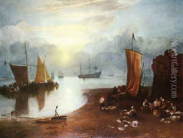Sun Rising through Vagour; Fishermen Cleaning and Sellilng Fish Oil Painting - Joseph Mallord William Turner