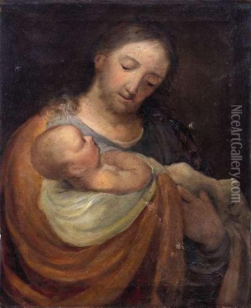 St Joseph Holding Thechild Oil Painting - Conrad Huber
