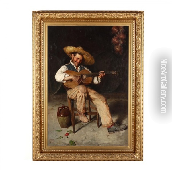The Guitar Player Oil Painting - Giuseppe Giardiello
