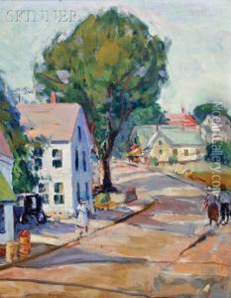 Village Street In Summer Oil Painting - Mabel May Woodward