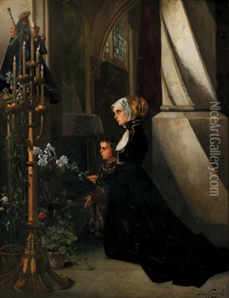 La Priere A La Vierge Oil Painting - Leon Lucien Goupil