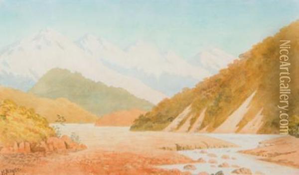 South Island Landscape Oil Painting - John Barr Clarke Hoyte