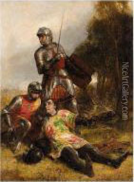 The Death Of Count Warwick Oil Painting - John Adam P. Houston