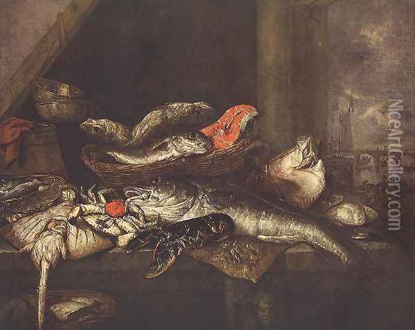 Still-life with Fishes Oil Painting - Abraham Hendrickz Van Beyeren