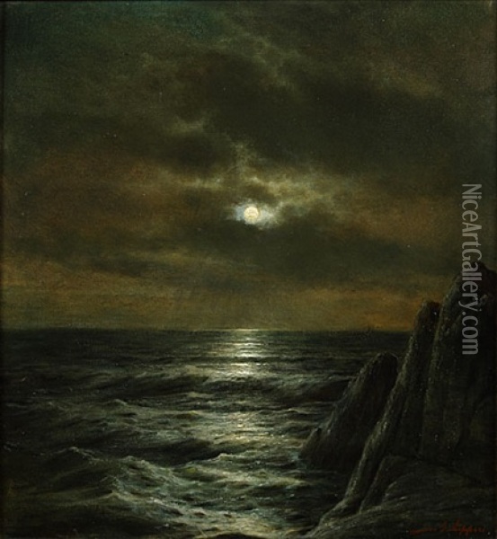 Maanlicht Over De Zee Oil Painting - Joseph Schippers