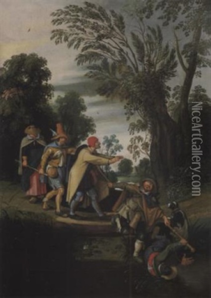 Les Aveugles Franchissant Le Pont Oil Painting - Abraham Brueghel