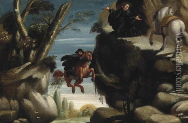 Saint Nicholas Interceding And Saving A Rider Oil Painting - Carlo Saraceni