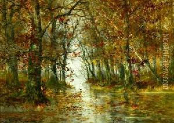 Forest Creek Oil Painting - Hugo Anton Fisher