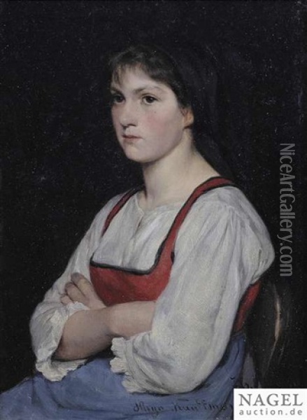 Portrait Of A Peasant Girl Oil Painting - Hugo Wilhelm Kauffmann