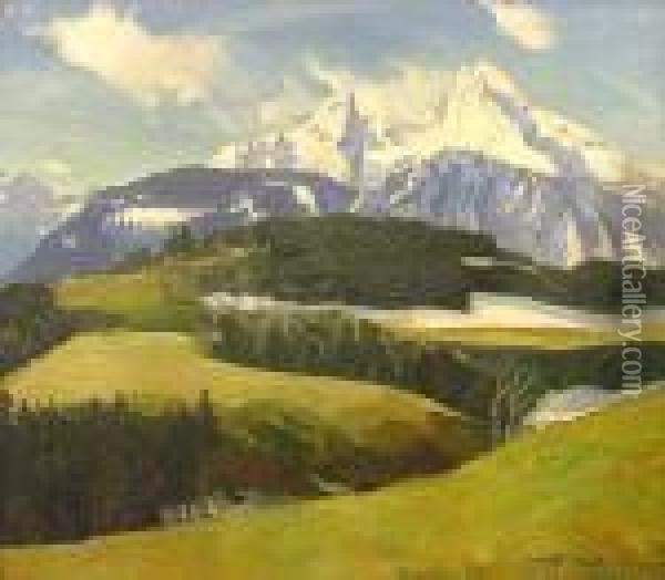 Pejzaz Alpejski Oil Painting - Artur Wasner
