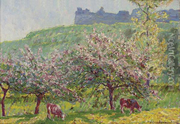 Apple-blossom Time In Arc-la-bataille Oil Painting - Wynford Dewhurst
