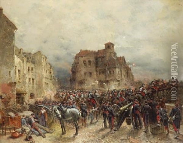 Marching To Battle Oil Painting - Wilfrid Constant Beauquesne