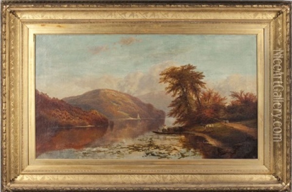 Poling On The River Oil Painting - Samuel P. Dyke