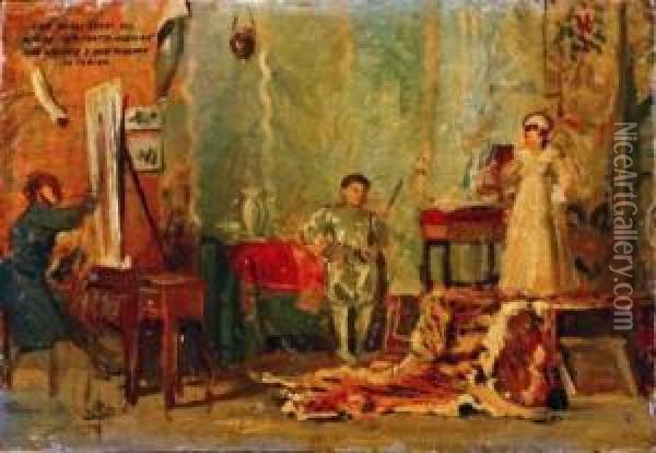 Il Ritratto In Costume Oil Painting - Celestino Turletti