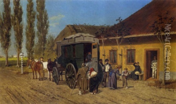 Rast Der Kutsche Oil Painting - Franz Quaglio