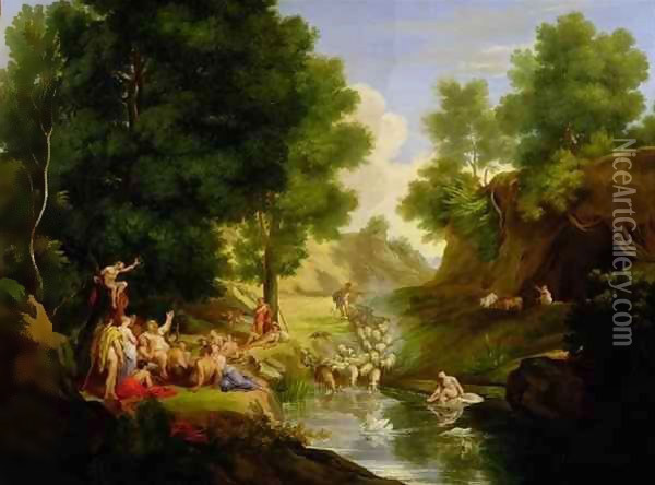 An Arcadian Landscape with Deities Oil Painting - Thomas Barker of Bath