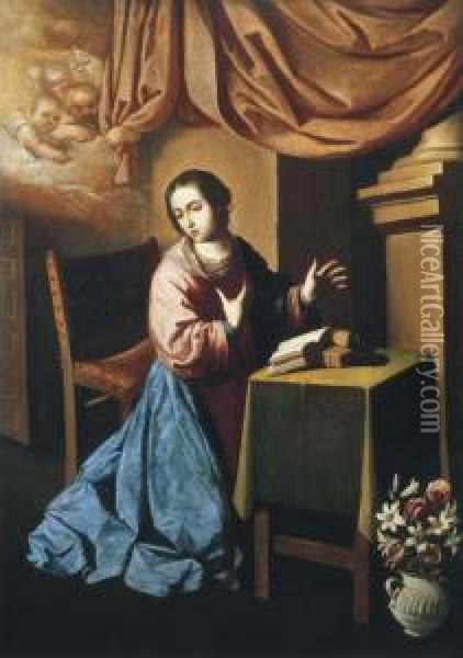 Anunciacion Oil Painting - Francisco De Zurbaran