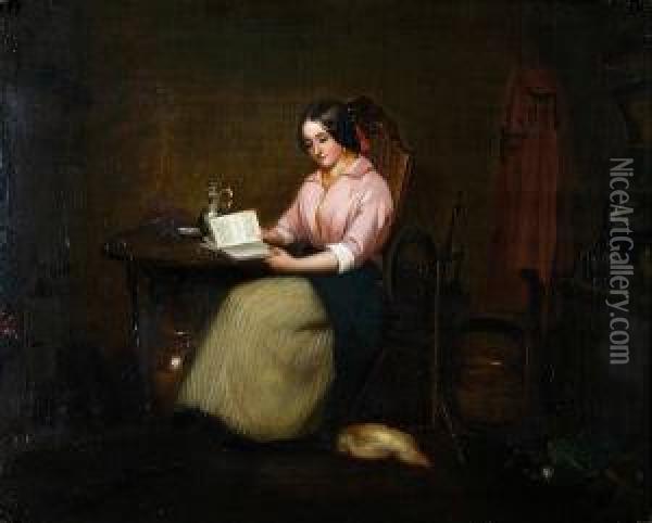 The Novel Reader Oil Painting - Richard William Hubbard