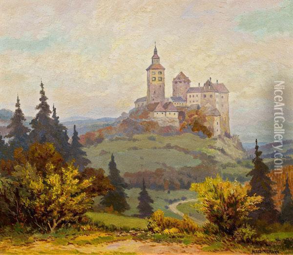 Burg Schlaining Im Tauchental Oil Painting - Albert Kollmann