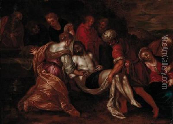 The Entombment Oil Painting - Jacopo Bassano (Jacopo da Ponte)