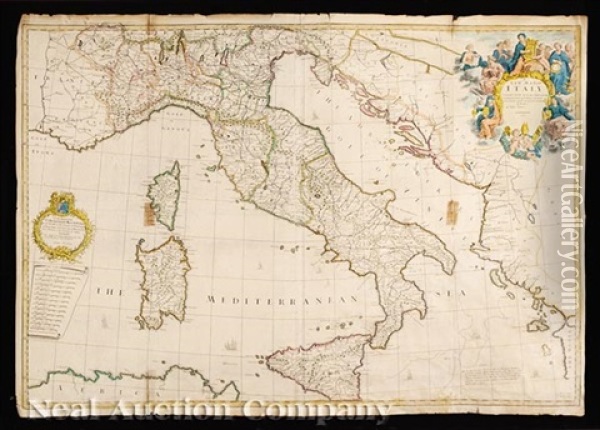 A New Map Of Italy Oil Painting - John Senex